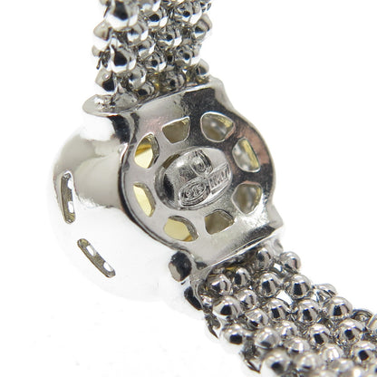 925 Sterling Silver Italy White Topaz & Citrine Gemstone Beaded Ring Size 9.75