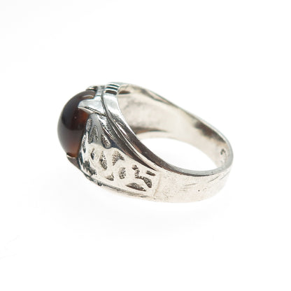 CLARK & COOMBS Sterling Silver Antique Art Deco Real Tiger Eye Ring Size 10.75
