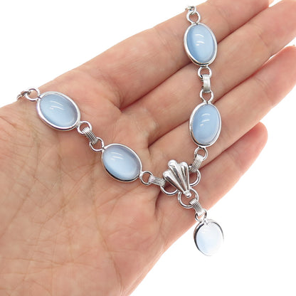 AMCO Sterling Silver Antique Art Deco Apalite Serpentine Chain Necklace 16-18"