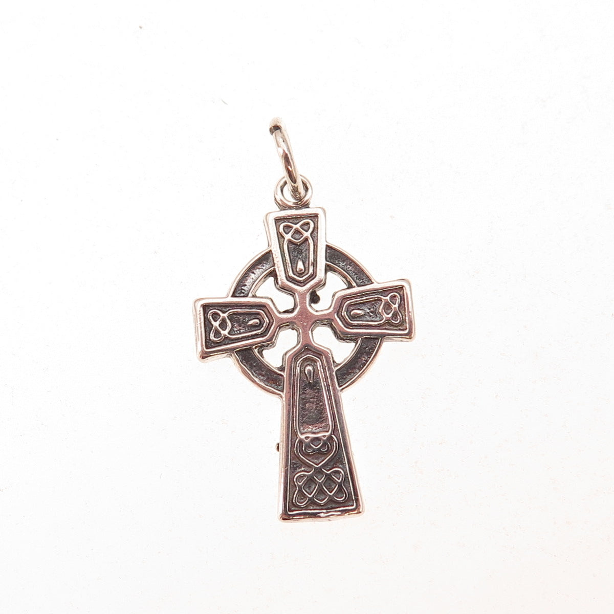 925 Sterling Silver Vintage Celtic Cross Oxidized Charm Pendant