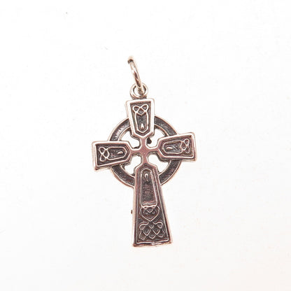 925 Sterling Silver Vintage Celtic Cross Oxidized Charm Pendant