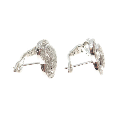 925 Sterling Silver Pave C Z Heart Earrings