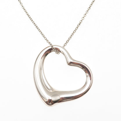 Tiffany & Co. Elsa Peretti Sterling Silver Vintage 35mm Open Heart Necklace 30"