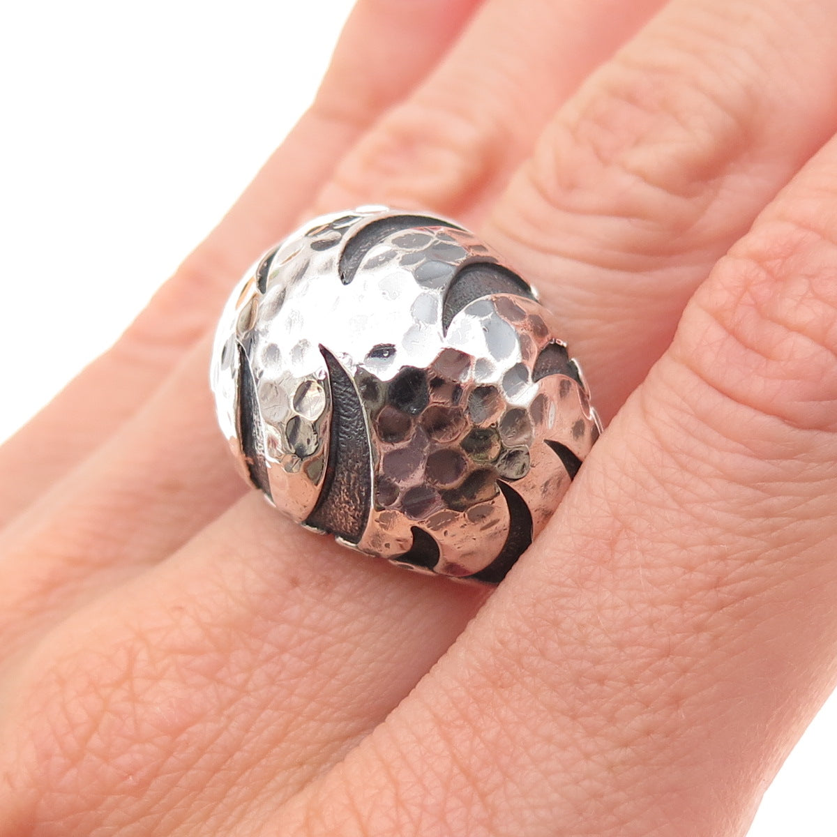 John Hardy 925 Sterling Silver Vintage Palu Macan Hammered Dome Ring Size 7.25