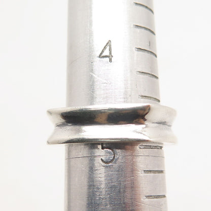 925 Sterling Silver Vintage Concave Square Ring Size 4.75