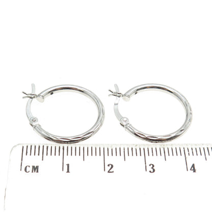 925 Sterling Silver Etched Tube Hoop Earrings