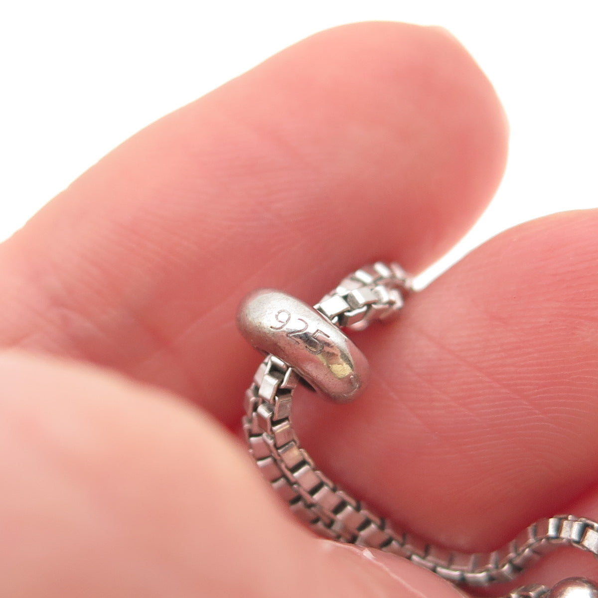 Chuck Clemency 925 Sterling Silver Real Diamond Adjustable Bolo Bracelet 6-8.25"