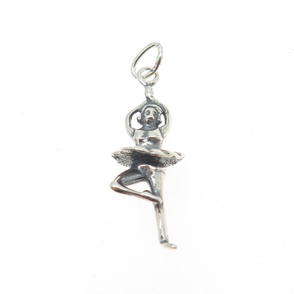 925 Sterling Silver Vintage Ballerina 3D Charm Pendant