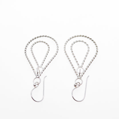 925 Sterling Silver Vintage Modernist Twisted Teardrop Dangle Earrings
