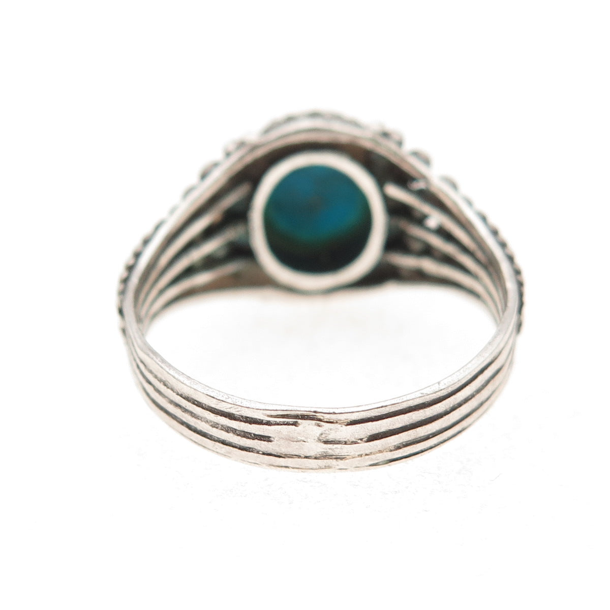 925 Sterling Silver Vintage Real Bisbee Turquoise Oxidized Ring Size 9.75
