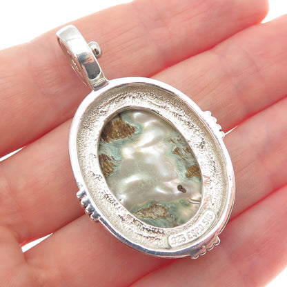 ESPO SIG Joseph Esposito 925 Sterling Silver Vintage Abalone Shell Snap Pendant