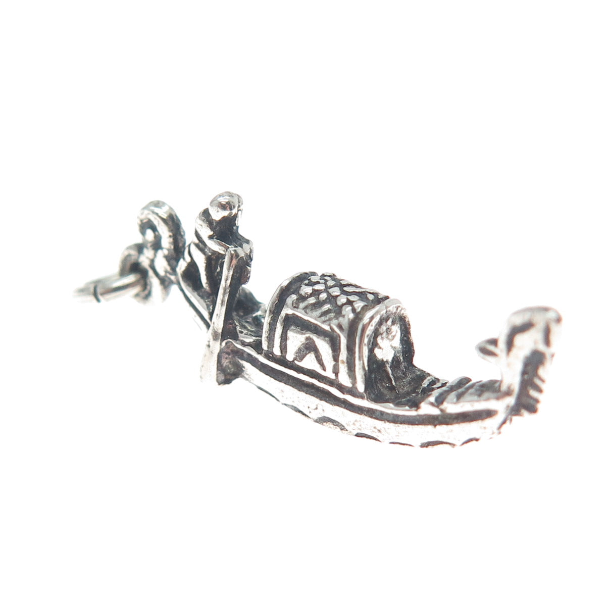 800 Silver Vintage Gondola Boat Minimalist Oxidized Charm Pendant