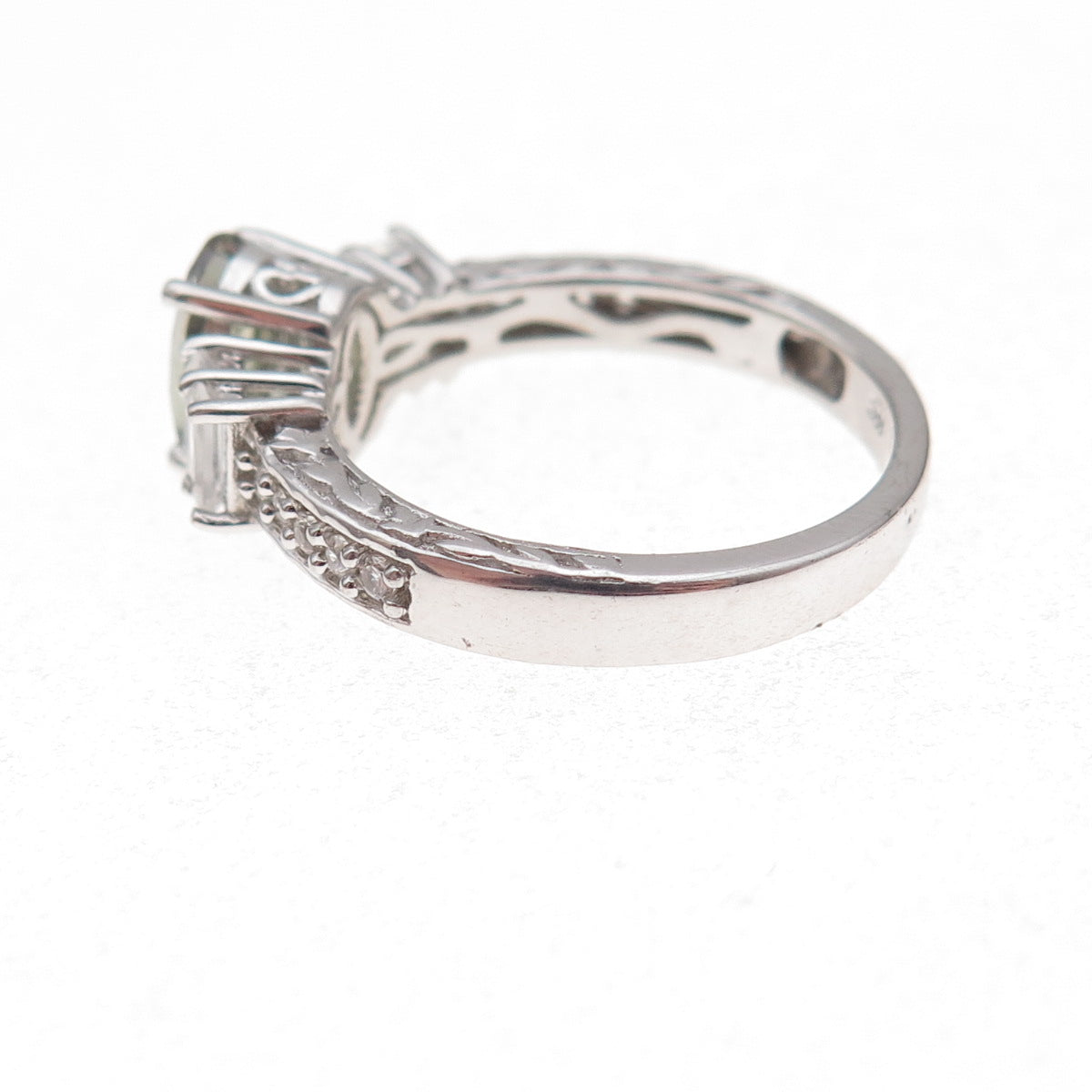 Chuck Clemency 925 Sterling Silver Real Iolite & White Topaz Ring Size 8