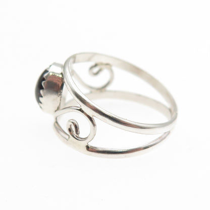 925 Sterling Silver Vintage Real Red Garnet Swirl Ring Size 6