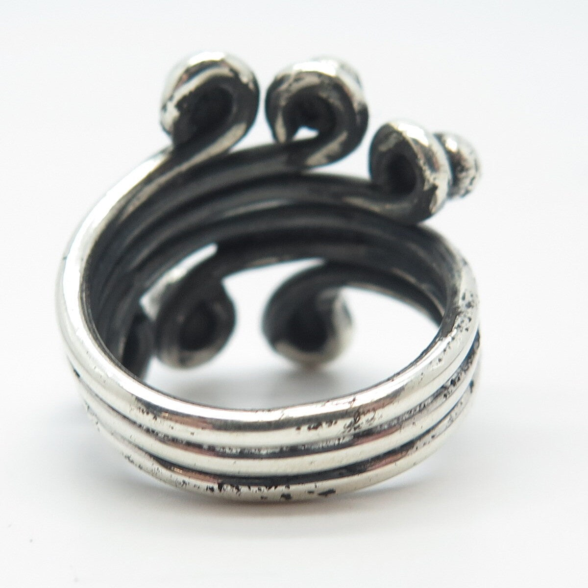 925 Sterling Silver Vintage Beaded Adjustable Ring Size 8.5