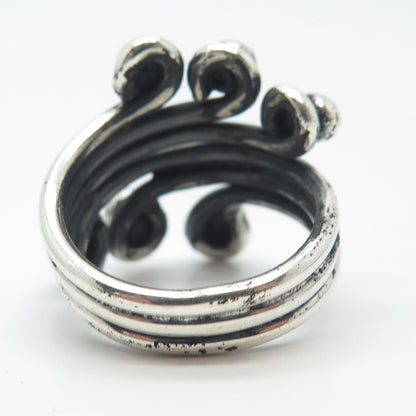 925 Sterling Silver Vintage Beaded Adjustable Ring Size 8.5