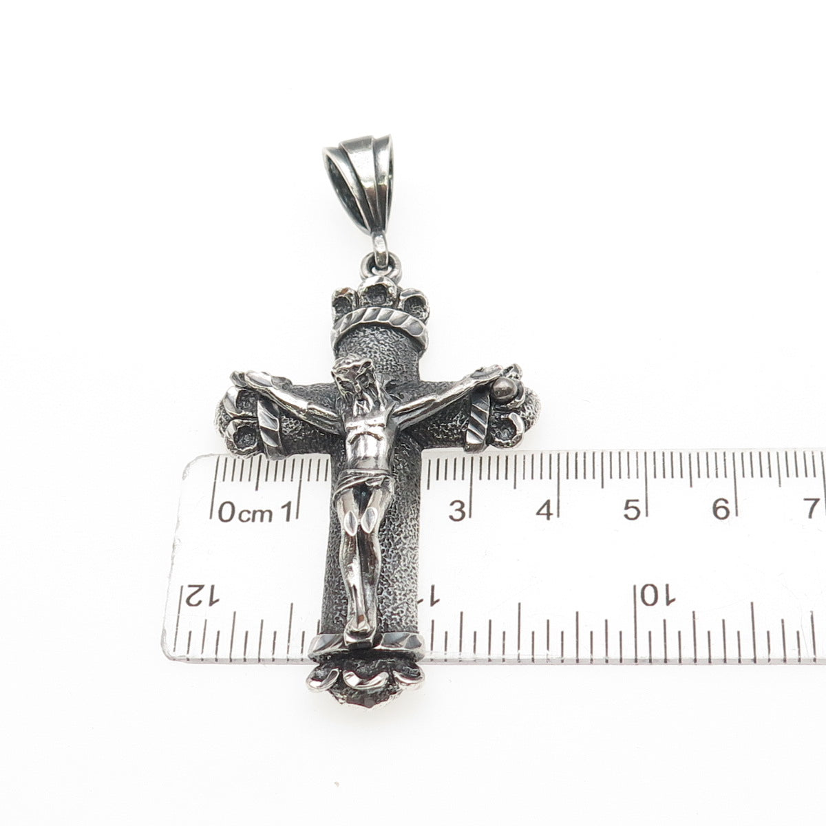925 Sterling Silver Vintage Crucifix Cross Oxidized Pendant