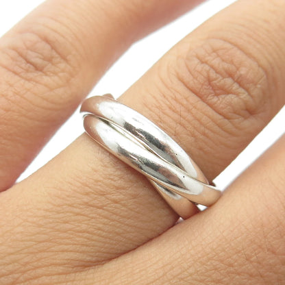 925 Sterling Silver Vintage Trinity Band Ring Size 6
