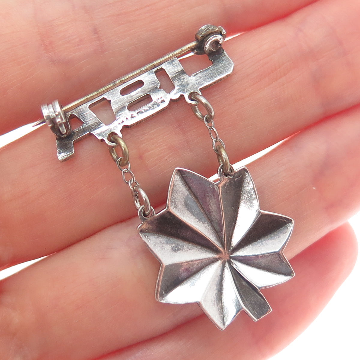 925 Sterling Silver Antique WWII US Army Lieutenant Oak Leaf Pin Brooch