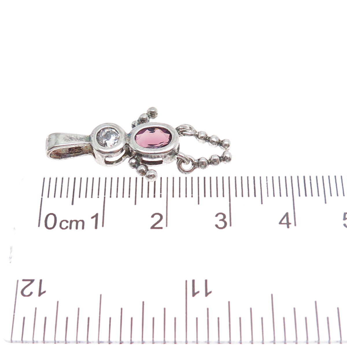 925 Sterling Vintage Amethyst & C Z February Birthstone Boy Articulated Pendant