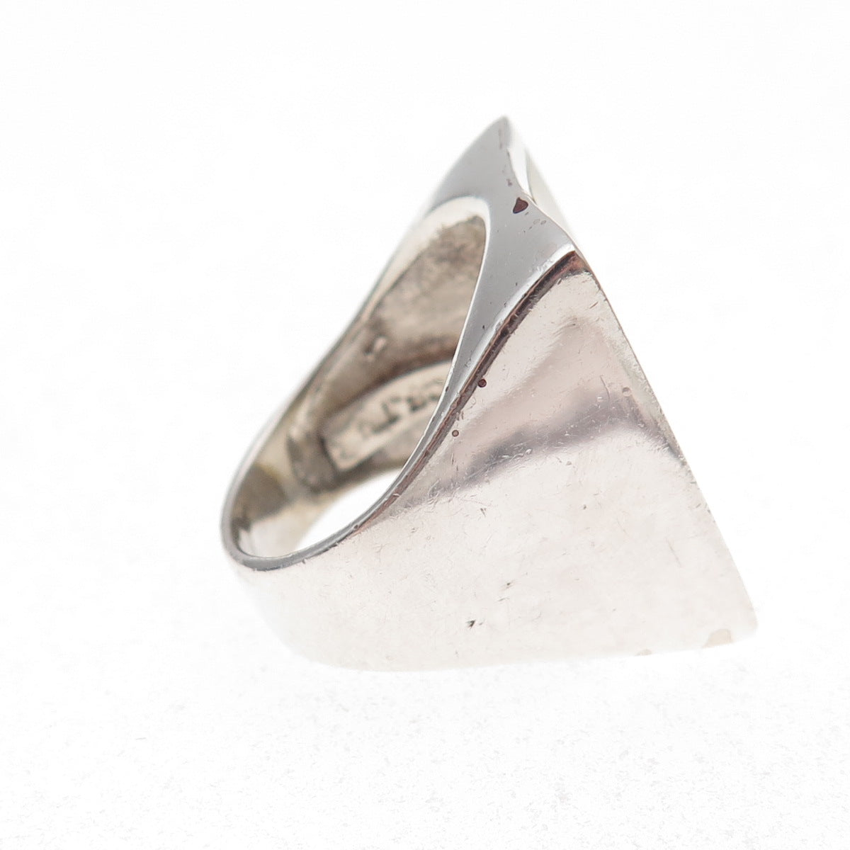 Collins 925 Sterling Silver Vintage Real MOP Modernist Oxidized Ring Size 6