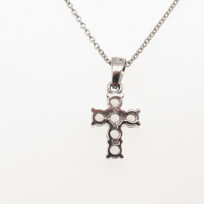 925 Sterling Silver Round-Cut C Z Cross Cable Chain Necklace 16-18"