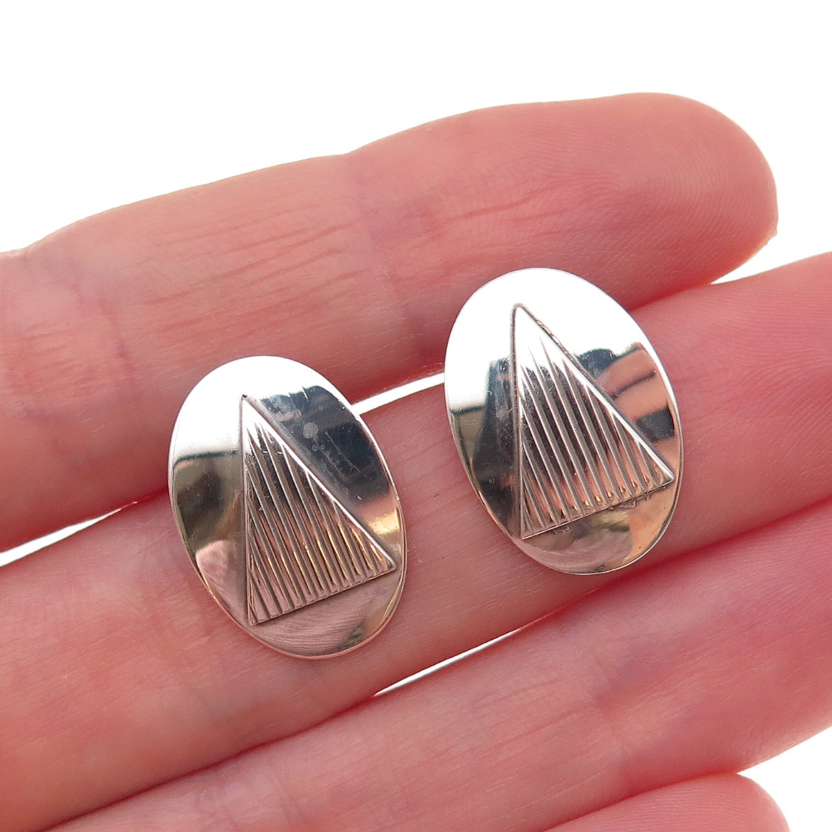 Leonore Doskow 925 Sterling Silver 14K Gold Posts Vintage Modernist Earrings