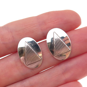 Leonore Doskow 925 Sterling Silver 14K Gold Posts Vintage Modernist Earrings