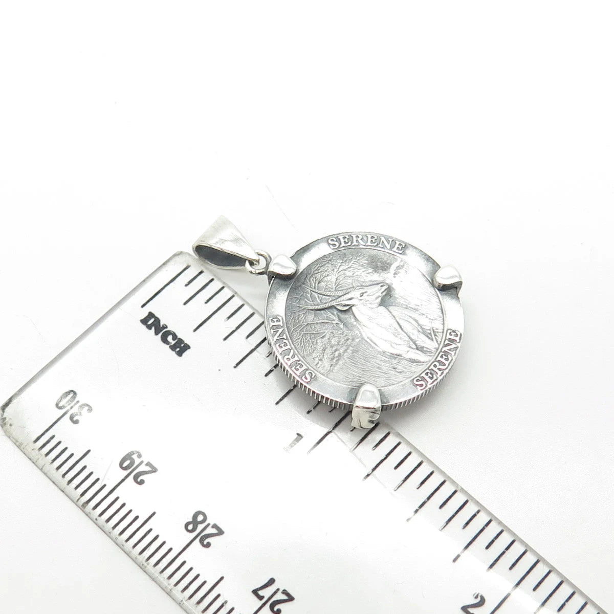 925 Sterling Silver Vintage "Serene Empowers Inspires Celebrated" Oryx Pendant