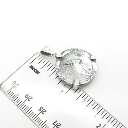 925 Sterling Silver Vintage "Serene Empowers Inspires Celebrated" Oryx Pendant