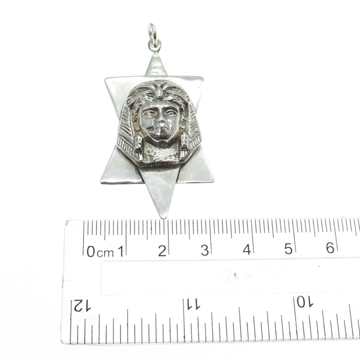 925 Sterling Silver Antique Art Deco Egyptian Pharaoh Star of David Pendant