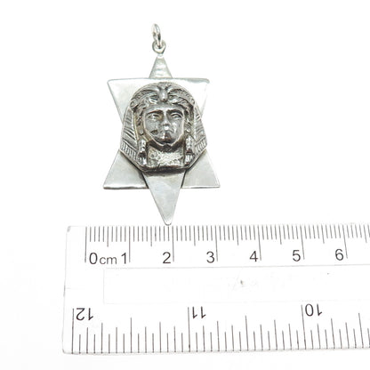 925 Sterling Silver Antique Art Deco Egyptian Pharaoh Star of David Pendant