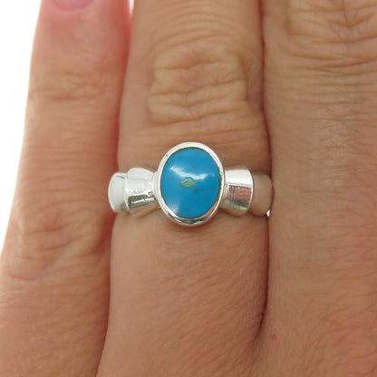 925 Sterling Silver Vintage Southwestern Real Bisbee Turquoise Ring Size 5