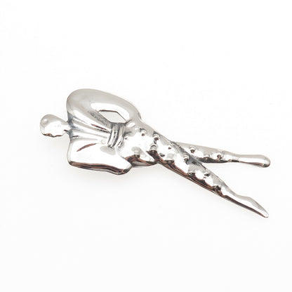 925 Sterling Silver Vintage Mexico Lady in Costume Oxidized Pin Brooch