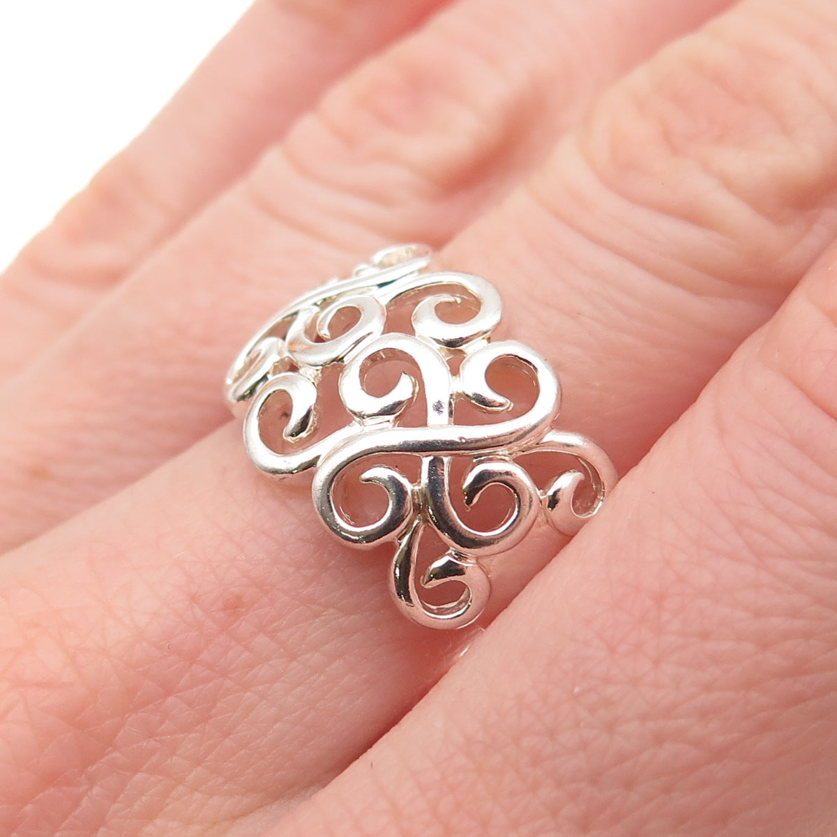 Ross Simons 925 Sterling Silver Vintage Modernist Swirl Ring Size 7