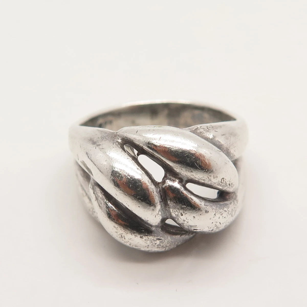 925 Sterling Silver Vintage Ribbed Ring Size 7.75
