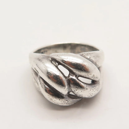 925 Sterling Silver Vintage Ribbed Ring Size 7.75