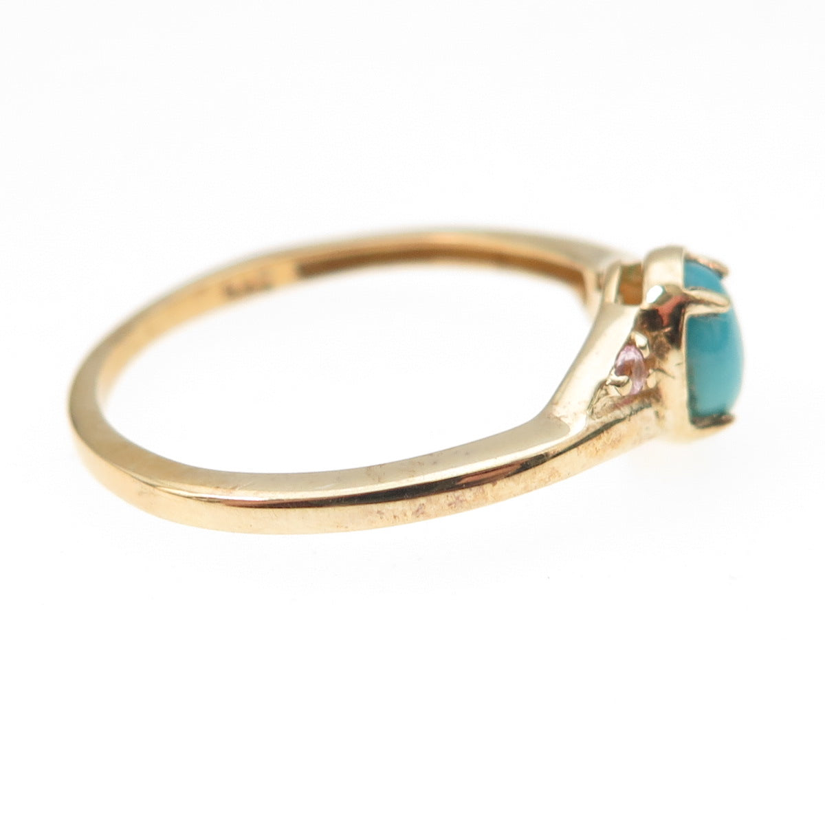 Chuck Clemency 925 Sterling Gold Plated Real Turquoise & White Topaz Ring Size 7