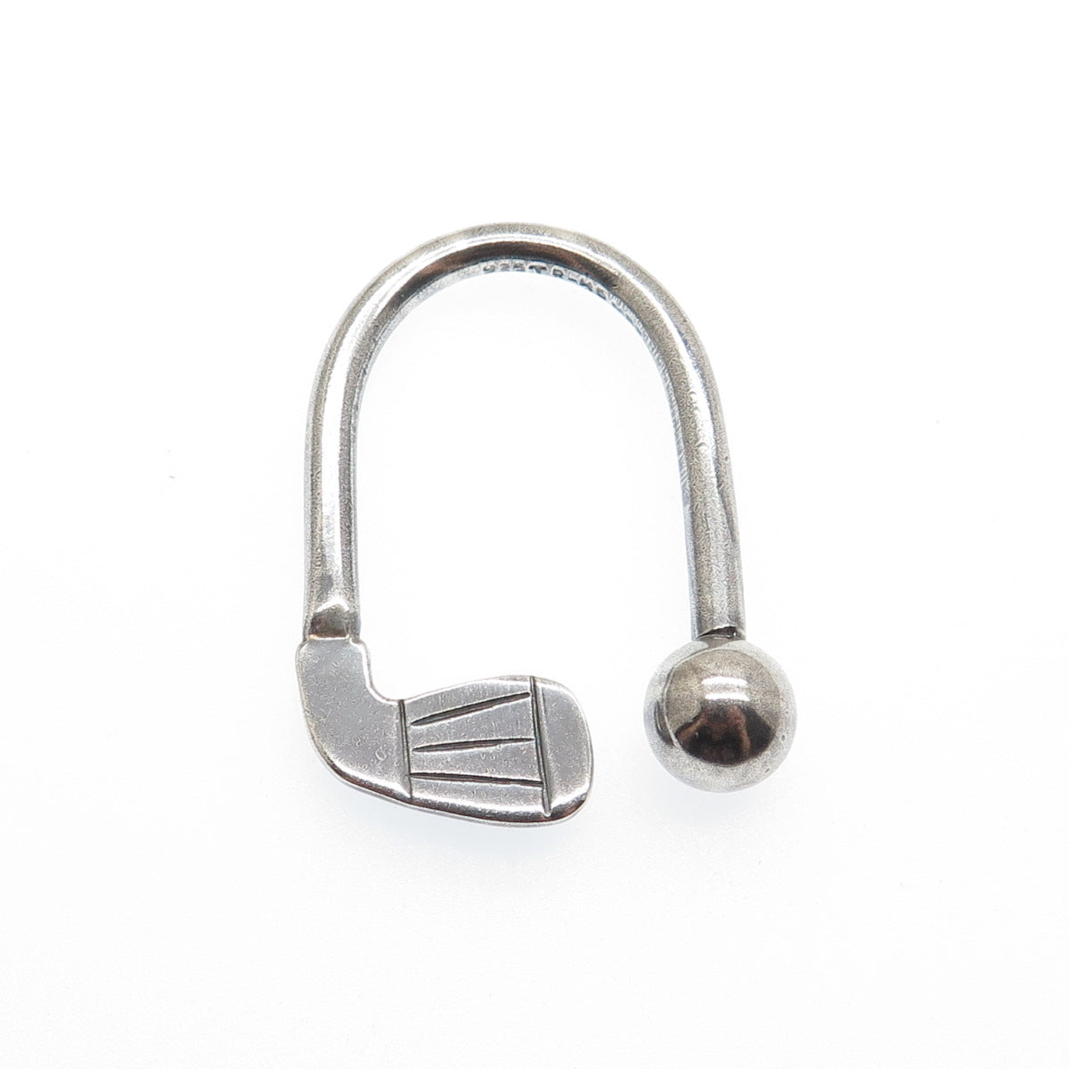 925 Sterling Silver Vintage Mexico Golf Club Screw Ball Key Ring Holder