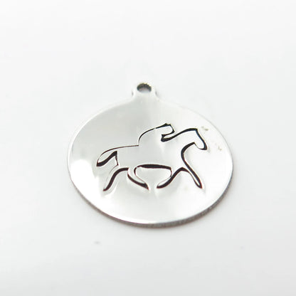 925 Sterling Silver USA Two In Town Racing Horses Charm Pendant