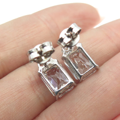 925 Sterling Silver Radiant & Round-Cut Shaped C Z Stud Earrings