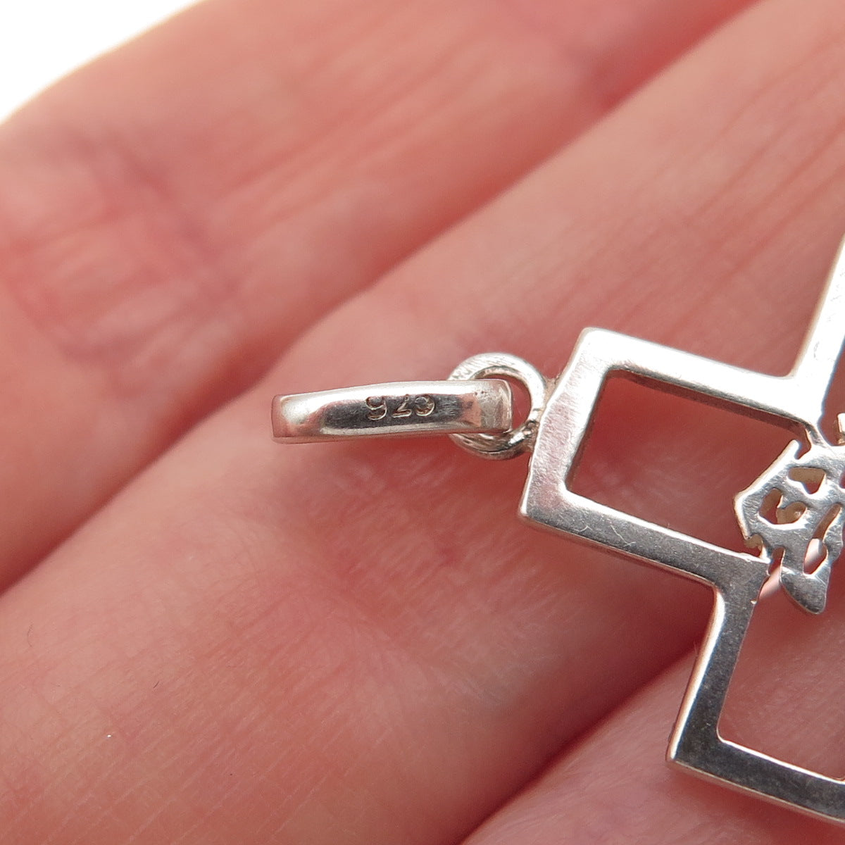 925 Sterling Silver Vintage Love Chinese Character Cross Charm Pendant