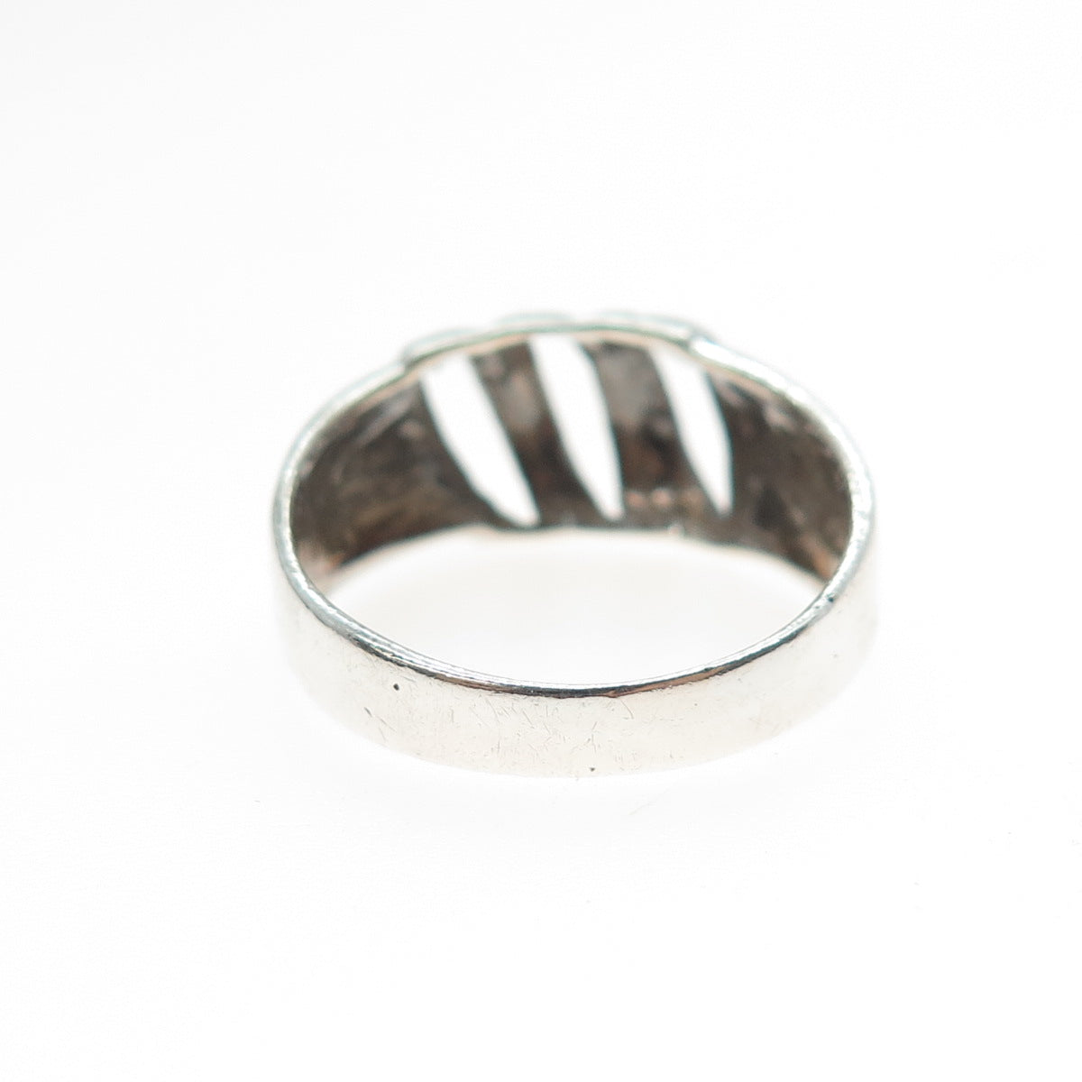 925 Sterling Silver Vintage Modernist Oxidized Ring Size 9.5