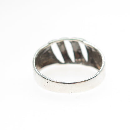 925 Sterling Silver Vintage Modernist Oxidized Ring Size 9.5