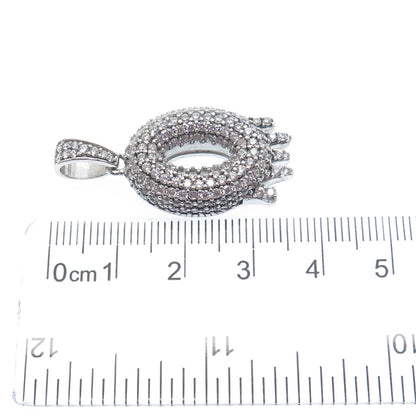 925 Sterling Silver Round-Cut C Z Sparkle Melted Letter O Initial Charm Pendant