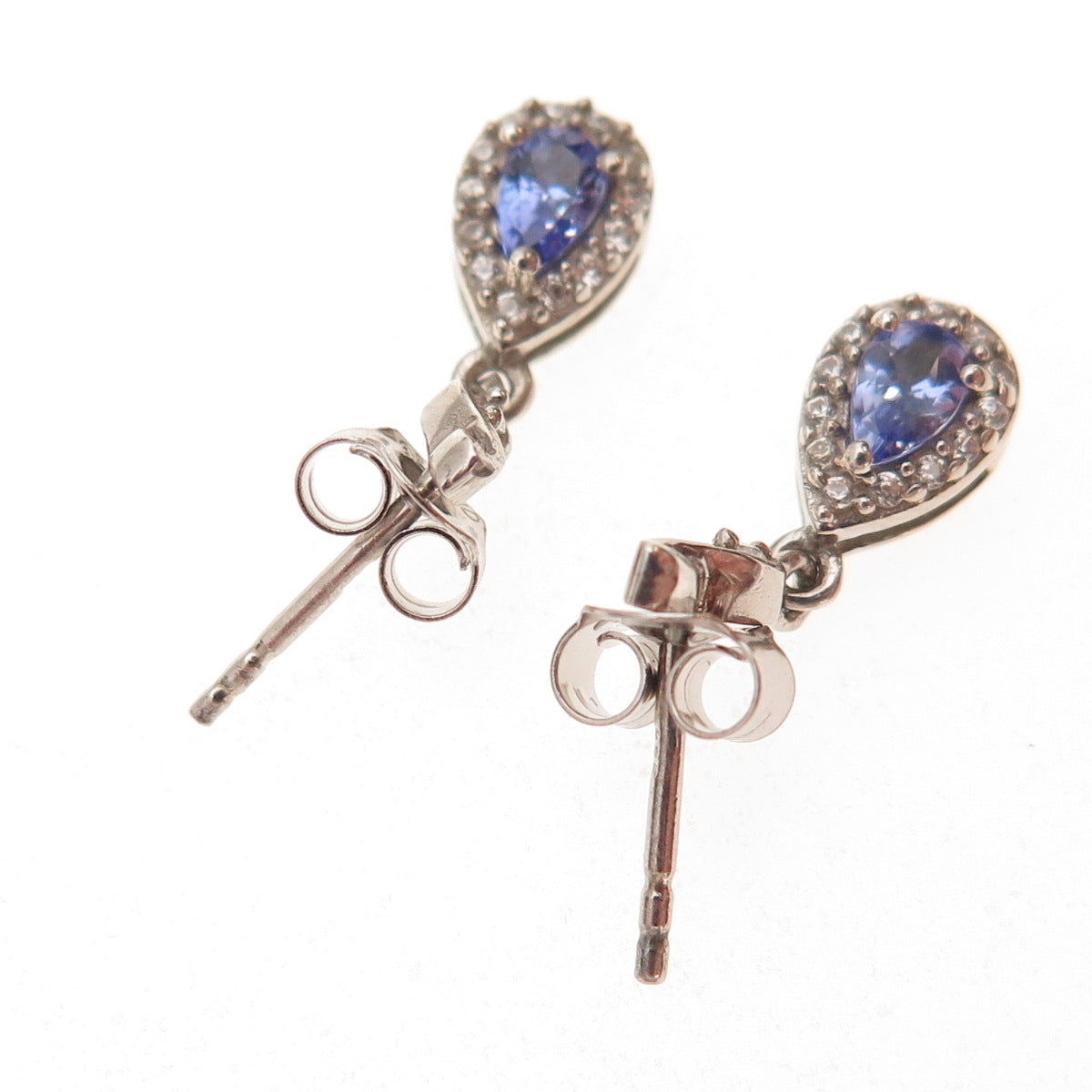 D'Joy 925 Sterling Silver Real Tanzanite & White Topaz Infinity Dangle Earrings