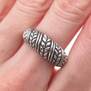 925 Sterling Silver Vintage Modernist Wheat Oxidized Ring Size 8