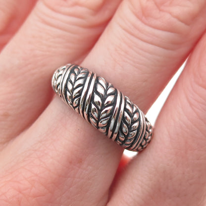 925 Sterling Silver Vintage Modernist Wheat Oxidized Ring Size 8