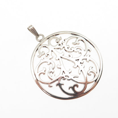 IC James Craig 925 Sterling Silver Vintage Ornate Floral Charm Pendant