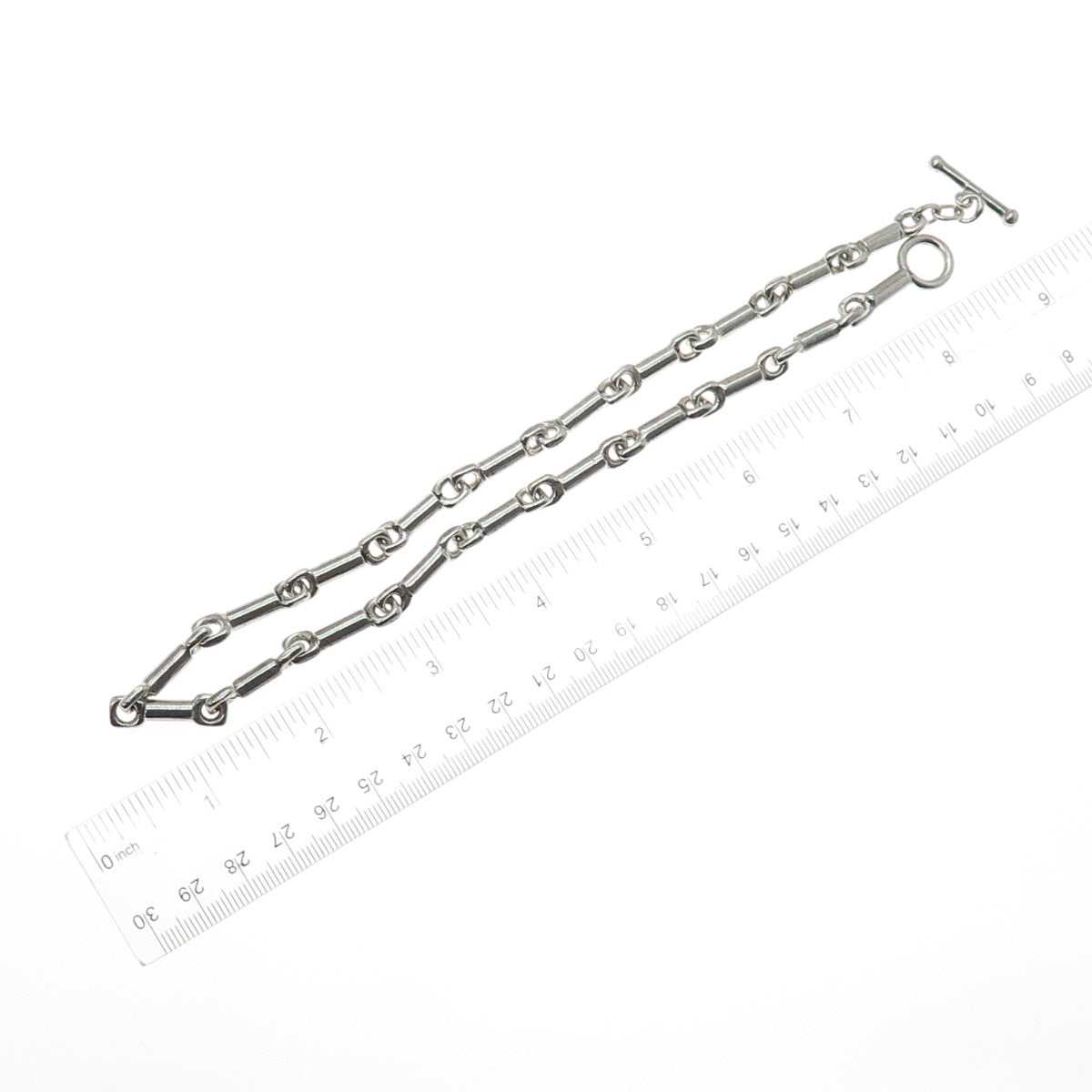 925 Sterling Silver Vintage Modernist Bar Chain Necklace 16"